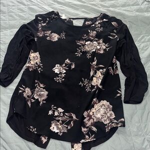 Maurices Black Floral Blouse size Large